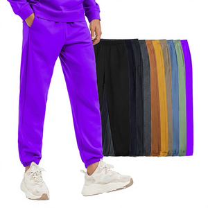 Men's Gray Sweatpants <b>Elastic</b> <b>Waist</b> Pleated Front Side Pockets Casual Heavyweight Cotton Breathable Straight Fit <b>Trousers</b> - Product Image 3