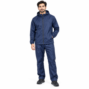 Custom <b>Waterproof</b> Rain <b>Suit</b> For <b>Men</b> 2 Piece Jacket Pants Hooded Motorcycle Outdoor Workwear Brand Label OEM ODM Manufacturer - Product Image 1