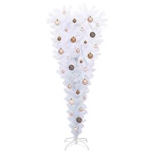 Sapin de Noël artificiel blanc de 59,06 pouces en PVC et acier avec lumières de Noël - Product Image 4