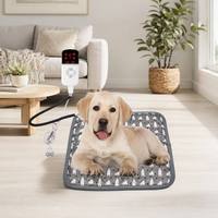 Coussin chauffant imperméable avec minuterie intelligente, chauffage électrique pour chiens et chats, cordon en acier anti-morsure, housse en polaire lavable