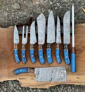 Juego de Cuchillos de Cocina de Acero de Damasco Hechos a Mano, 5 Piezas, Juego de Cuchillos de Chef Profesionales, Venta al Por Mayor OEM - Product Image 2