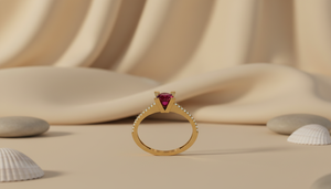 Bague de fiançailles en or 10 carats avec rubis et diamants de laboratoire VVS1, sertie pavé, design personnalisé fait main, bijoux fins pour mariage - Product Image 2
