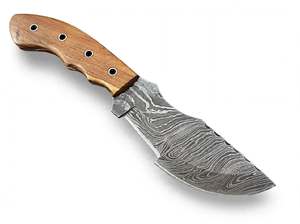 Couteau de cuisine lourd en acier Damas artisanal avec manche en bois naturel pour la préparation et la découpe des aliments - Product Image 4