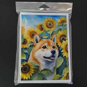 Whimsical Shiba Inu in Sunflowers A7 Tamaño 5x7 Tarjetas de notas en blanco Paquete de 8 con sobres Tarjetas de felicitación - Product Image 3