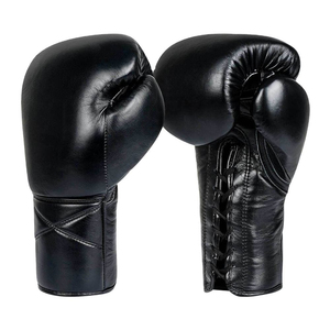 Gants de boxe MMA à lacets en cuir noir, antidérapants, respirants et imperméables, prix usine - Product Image 4
