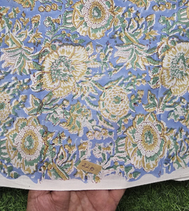 Sky Blue Cotton Floral <b>Fabric</b> Vintage Mustard <b>Yellow</b> & Green Flower Print Soft Lightweight 44 Yard for Kids Women Dresses Sewing - Product Image 3