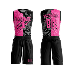 Conjunto de Uniforme de Baloncesto Sublimado Personalizado con Cuello en V, Jersey sin Mangas y Pantalones Cortos, Transpirable, Absorbente de Humedad, 100% Poliéster, Unisex - Product Image 1
