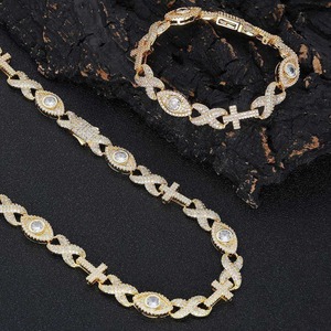 Pulsera de Plata de Ley de Alta Gama para Hombre, Estilo Hip Hop, con Moissanita Engastada en Canal, Diseño de Ojos y Cruz en Forma de 8, Cadena Cubana, Joyería con Baño de Rodio - Product Image 1