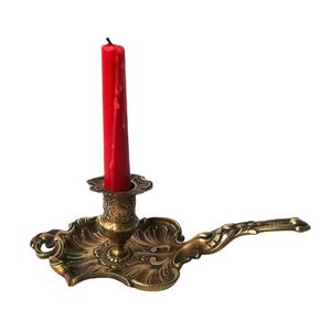 Luxury Embossed Brass <b>Candle</b> Stand with Handle Vintage Decorative <b>Taper</b> <b>Candle</b> <b>Holder</b> for Elegant Home Decor - Product Image 1