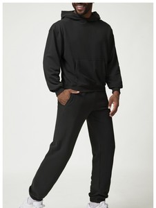 Ensemble sweat à capuche et pantalon de jogging décontracté pour homme avec poche kangourou – Survêtement deux pièces ample et décontracté – Vente en gros - Product Image 2