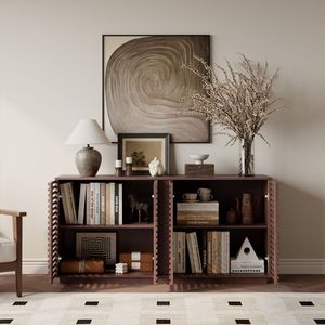 Credenza in Legno Massello per Soggiorno 59.92" L x 15.75" P x 29" H, Mobile Buffet per Sala da Pranzo con Ante in Legno Massello - Product Image 3