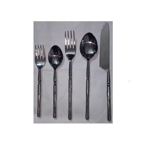 Ensemble de couverts de luxe 5 pièces en acier inoxydable avec manche martelé, couteau, fourchette, cuillère, compatible lave-vaisselle, finition poli miroir - Product Image 3