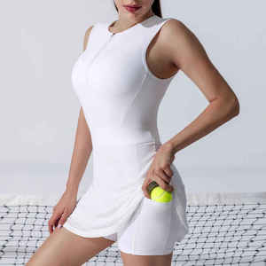 Ensemble respirant 2 pièces (haut et jupe) pour pickleball, avec poches, idéal pour la gym, le fitness, le tennis, personnalisable avec logo - Product Image 5