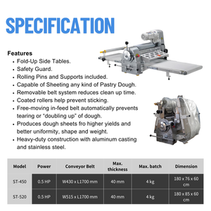 520 Laminoir à pâte manuel de table réversible pour la pâtisserie et les croissants, prix - Product Image 2