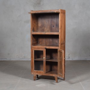 Meilleure collection d'armoires de rangement rustiques en bois massif avec portes vitrées, art himalayen antique - Product Image 3