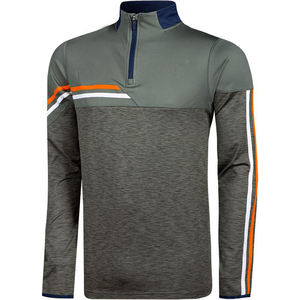 Veste de sport unisexe noire à manches longues avec fermeture éclair 3/4, personnalisable avec logo d'équipe, design DriFit à manches complètes et col montant, vente en gros - Product Image 4