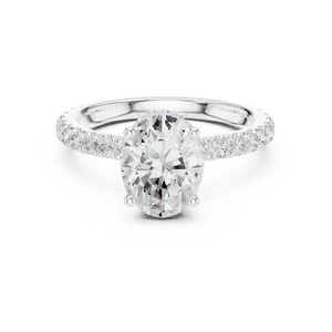 Joyería fina unisex con un diamante ovalado de 1.5 quilates cultivado en laboratorio, engastado en un anillo de oro macizo de 18 quilates con halo oculto. - Product Image 3