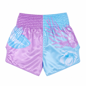 Pantalones Cortos de Boxeo Florales Rosa y Azul para Mujer SHH, Satén, Muay Thai, Kickboxing, Entrenamiento, Ropa de Lucha, Ajuste Holgado, Ropa Deportiva para Adultos - Product Image 2