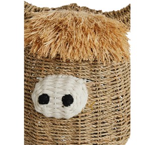 Panier en jonc de mer écologique et durable, fait main, en forme de vache des Highlands, boîte de rangement pour jouets en osier avec couvercle à franges - Product Image 6
