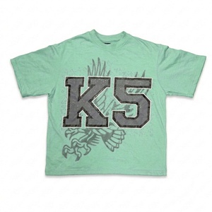 Camisetas Deportivas de Manga Corta para Hombre, Talla Grande, Transpirables, con Estampado Gráfico Lavado al Ácido, 100% Algodón de Alta Calidad para Tiendas Departamentales - Product Image 1