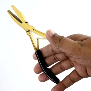 Pinza Multiusos para Cerrar Extensiones de Cabello, con Mordaza Plana de Compresión, Acero Inoxidable y Empuñadura de Goma, para la Instalación de Extensiones de Cabello - Product Image 1