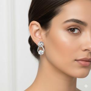 Nouvelles boucles d'oreilles clous en or pur 14 carats pour femmes, avec diamants de laboratoire certifiés IGI, de forme ronde et croisées, à la mode et tendance - Product Image 3