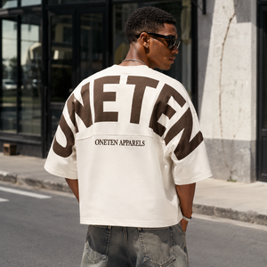 เสื้อยืดโอเวอร์ไซส์แขนสั้นผู้ชาย ONETEN APPARELS พิมพ์ลายตัวอักษรด้านหลัง สไตล์สตรีท คอกลม ผ้าเจอร์ซีย์คอตตอน 100% - Product Image 6