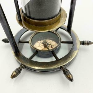 Solid Brass Stand Revolving and <b>Timer</b> 8 Inch Ship Maritime Wooden and Brass <b>Sand</b> <b>Timer</b> Hour Glass Sandglass Wheel Hourglass with - Product Image 5