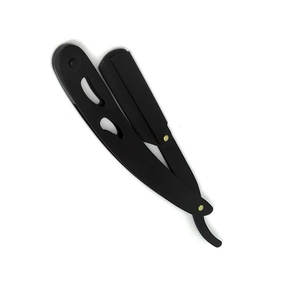 Navaja de Afeitar Recta de Una Sola Hoja Negra de Estilo Moderno para Afeitar la Cara y el Cuerpo, Incluye Funda de Cuero Gratis, 100% Acero Inoxidable - Product Image 4