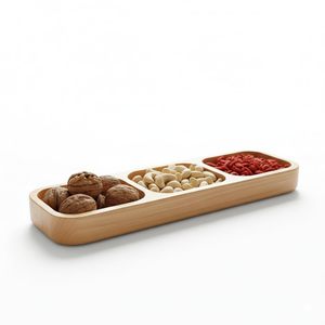 Wooden Serving Tray with 3 Compartments Decorative Snack <b>Platter</b> Durable Portable <b>Platter</b> Eco Friendly Durable Available Usage - Product Image 1