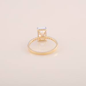 IGI Certified Radiant Cut Lab Grown Diamond Engagement - Wedding Ring with Pavé Band in <b>Solid</b> 925 Sterling <b>Silver</b> - Product Image 4