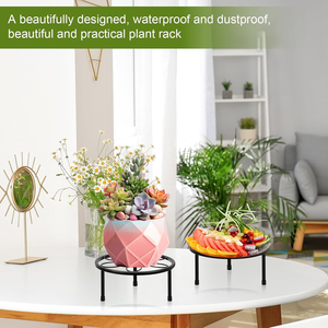 Black Metal <b>Plant</b> Stand Indoor Outdoor Flower <b>Pot</b> Holder Elevated Planter Riser Decorative Garden Display Stand - Product Image 5