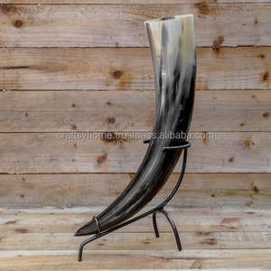 100 % NATURAL BUFFALO/OX HORN BEST QUALITY HANDMADE VIKING <b>DRINKING</b> HORN WITH METAL <b>STAND</b> BY CRAFTSY HOME - Product Image 5