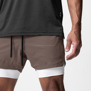 Pantalones cortos transpirables de secado rápido 2 en 1, pantalones cortos deportivos para gimnasio para hombres, logotipo personalizado, pantalones cortos deportivos para correr y entrenar para hombres - Product Image 3