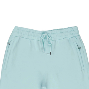 Men's Light Blue Cotton T-Shirt And Shorts <b>Set</b> Crew Neck Solid Color Casual Summer Wear Breathable <b>Knitted</b> Fabric - Product Image 5