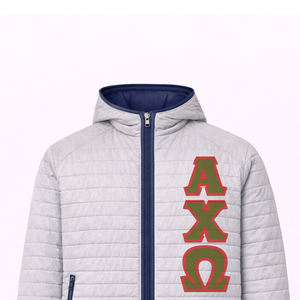 Chaqueta acolchada personalizada para fraternidad griega, chaqueta acolchada de invierno con logotipo bordado, fabricante de ropa griega al por mayor OEM - Product Image 3