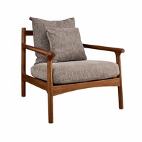 Fauteuil lounge en bois massif fabriqué à la main en usine au Vietnam |   Fauteuil contemporain Harlow avec coussin rembourré pour chambre à coucher OEM/ODM