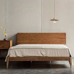 Lit plateforme minimaliste en teck massif, taille Queen, design en bois durable, finition couleur naturelle pour usage intérieur (chambre). - Product Image 6