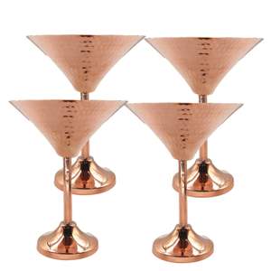 Verre à cocktail Martini élégant en cuivre martelé avec paille – Vaisselle de bar haut de gamme pour la présentation de boissons et les événements - Product Image 6