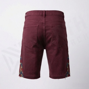 Manufacturer Custom Straight Leg Patchwork Distressed <b>Patch</b> Embroidery Logo Jorts <b>Men's</b> Denim Jeans Casual Streetwear Bottom - Product Image 2