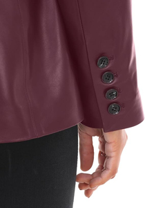 Veste en cuir de poisson pour femme, manches longues, boutonnée sur le devant, doublure en laine, doublure en soie, style décontracté - Product Image 6