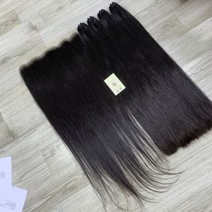 Extensions de cheveux naturels lisses, tissage frontal HD 13x6 en dentelle suisse, cheveux humains du Vietnam, vente chaude - Product Image 5