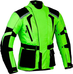 Chaqueta de Motocicleta para Hombre, Verde de Alta Visibilidad, Transpirable, 100% Poliéster, Manga Larga, Resistente al Viento, Diseño con Bloques de Color, para Todas las Estaciones - Product Image 1