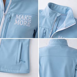 OEM Custom Embroidered Logo <b>Women's</b> <b>Waterproof</b> Quilted <b>Breathable</b> Soft Shell <b>Jacket</b> with Chest Side Pockets for Hiking Camping - Product Image 6
