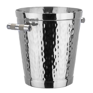 Seau à glace de luxe en acier inoxydable martelé, poli miroir, refroidisseur de bouteilles de champagne et de vin avec poignées pour bar et décoration de fête - Product Image 1