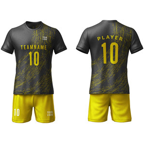 Ensemble de maillots de football personnalisés pour hommes, qualité supérieure, 100% polyester, sublimation, rayures, coupe classique, col rond, manches courtes - Product Image 1