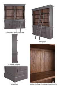 Roberto Eco-Friendly Durable Grey <b>Solid</b> <b>Wood</b> Library <b>Desk</b> Modern Minimalist Design Natural Grey Finish for Home Office Workspace - Product Image 5