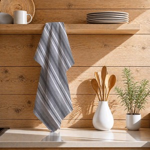 Serviette de cuisine en coton à rayures de qualité supérieure, séchage rapide, écologique, fabricant professionnel, chiffon de nettoyage pour la cuisine - Product Image 1