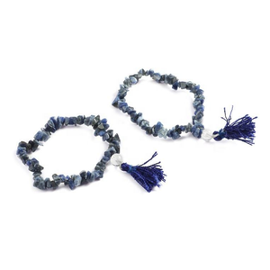 Natural Healing Yoga <b>Bracelets</b> Sodalite <b>Crystal</b> Chip Beaded <b>Bracelet</b> Blue Stone Tassel Stretch Wrist Jewelry Gift - Product Image 1