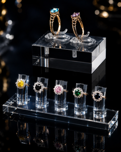 Customizable Acrylic Ring Jewelry Display Stand with Laser Engraving for Retail Shops - Product Image 3